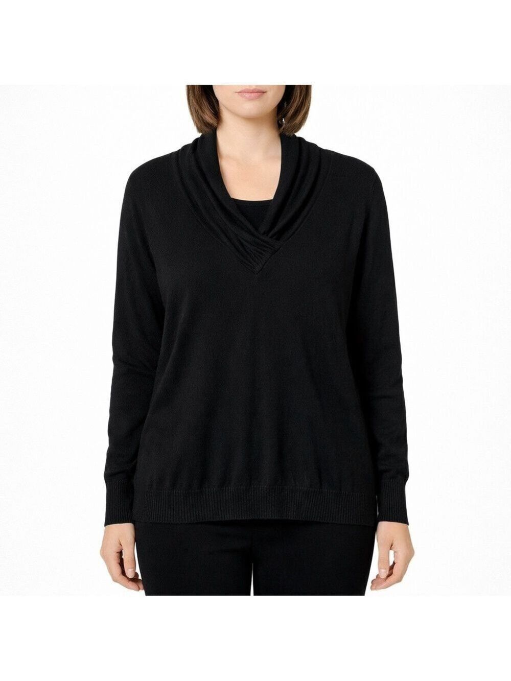 OLSEN Viscose Blend Machine Washable Black Long Sleeve Lightweight Sweater Sz XL